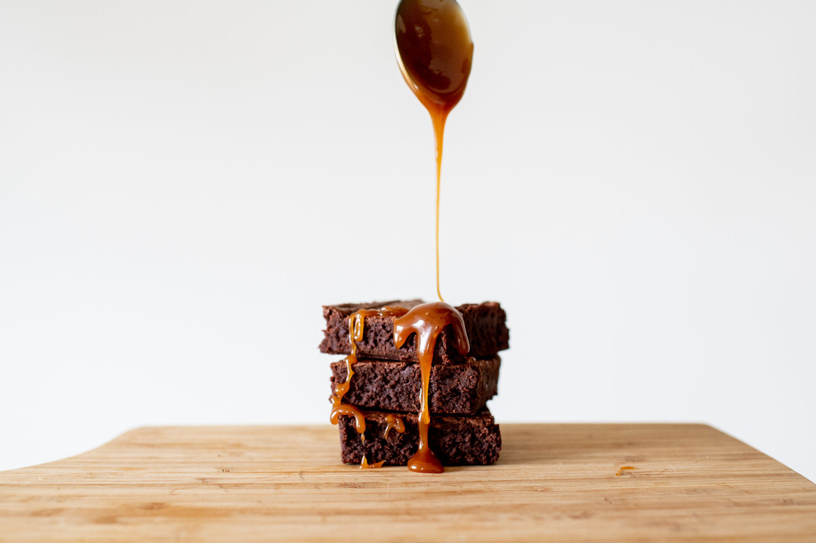 Dark Chocolate Brownies with Salted Caramel Sauce